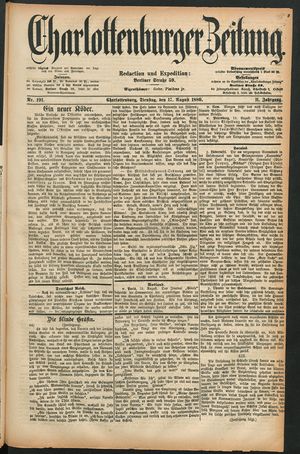 Charlottenburger Zeitung vom 17.08.1880