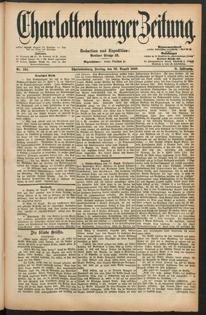 Charlottenburger Zeitung vom 20.08.1880