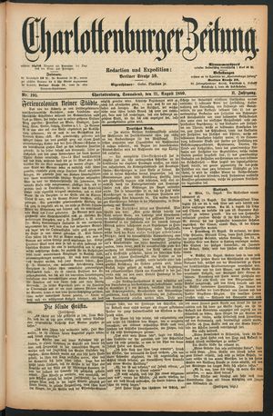Charlottenburger Zeitung vom 21.08.1880