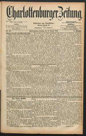 Charlottenburger Zeitung vom 24.08.1880