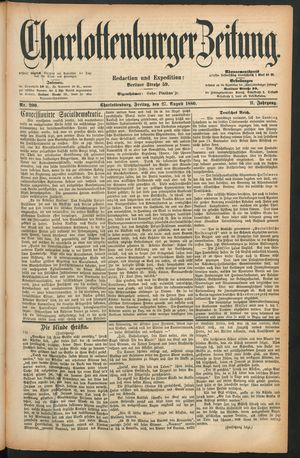 Charlottenburger Zeitung vom 27.08.1880