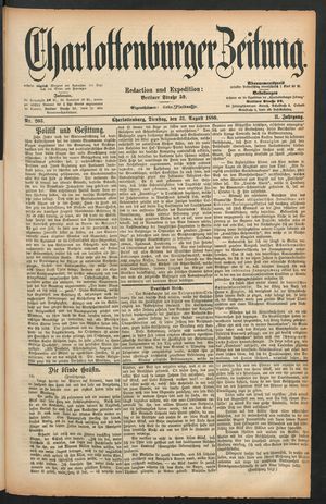 Charlottenburger Zeitung vom 31.08.1880
