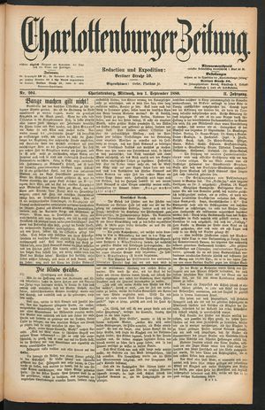 Charlottenburger Zeitung on Sep 1, 1880