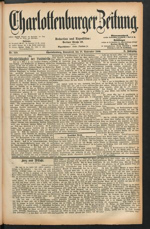 Charlottenburger Zeitung vom 18.09.1880