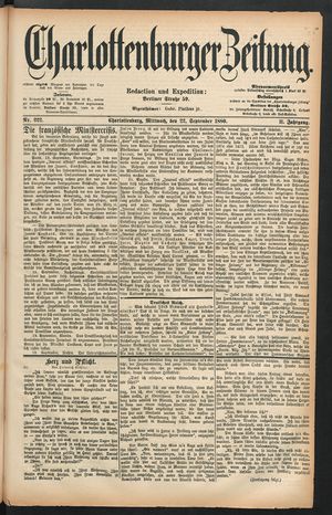 Charlottenburger Zeitung vom 22.09.1880