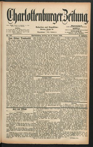 Charlottenburger Zeitung vom 15.10.1880