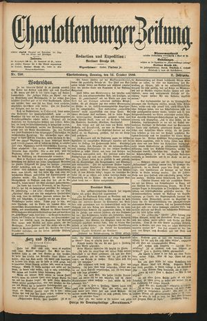 Charlottenburger Zeitung vom 24.10.1880