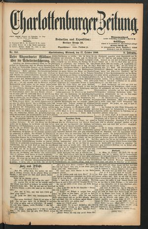 Charlottenburger Zeitung vom 27.10.1880