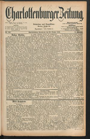 Charlottenburger Zeitung vom 30.10.1880