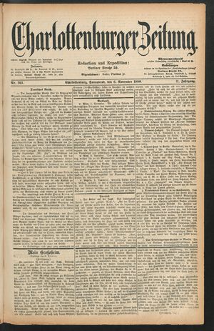 Charlottenburger Zeitung vom 06.11.1880