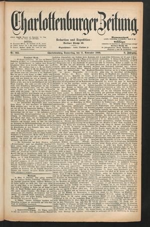 Charlottenburger Zeitung vom 11.11.1880