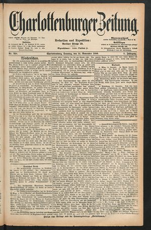Charlottenburger Zeitung vom 14.11.1880
