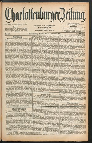 Charlottenburger Zeitung vom 16.11.1880