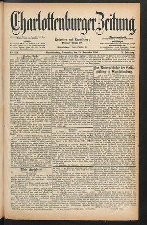 Charlottenburger Zeitung vom 18.11.1880