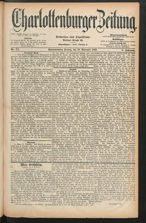 Charlottenburger Zeitung on Nov 19, 1880