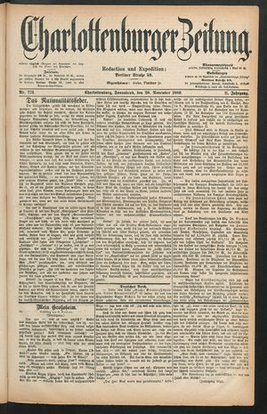 Charlottenburger Zeitung vom 20.11.1880