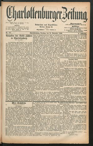 Charlottenburger Zeitung vom 23.11.1880