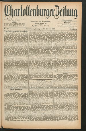 Charlottenburger Zeitung vom 26.11.1880