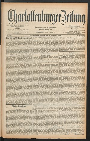 Charlottenburger Zeitung vom 30.11.1880