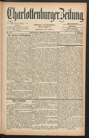 Charlottenburger Zeitung vom 01.12.1880