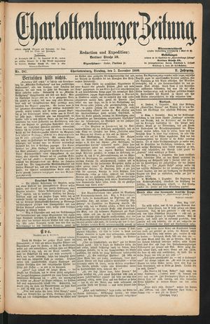 Charlottenburger Zeitung vom 07.12.1880