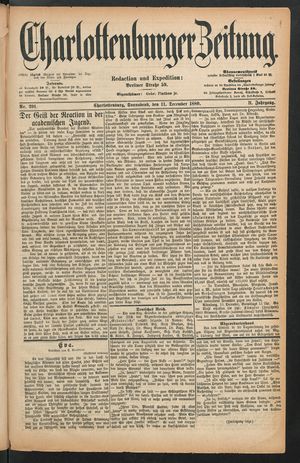Charlottenburger Zeitung vom 11.12.1880