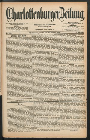 Charlottenburger Zeitung vom 14.12.1880