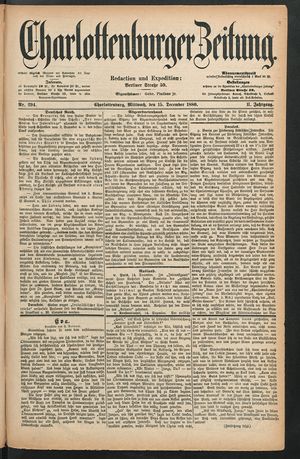 Charlottenburger Zeitung vom 15.12.1880