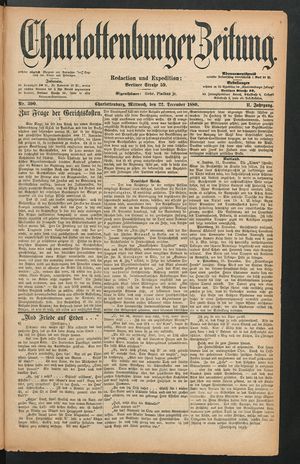Charlottenburger Zeitung vom 22.12.1880