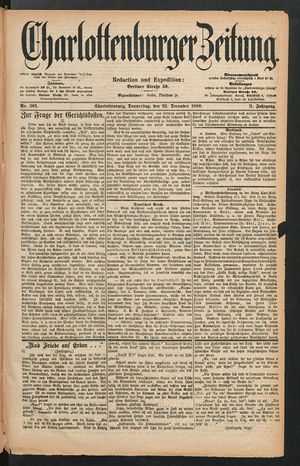 Charlottenburger Zeitung vom 23.12.1880