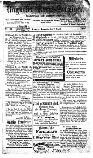 Ragniter Kreis-Anzeiger on Aug 3, 1882