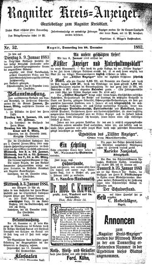 Ragniter Kreis-Anzeiger on Dec 28, 1882