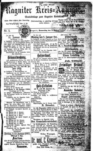 Ragniter Kreis-Anzeiger vom 04.01.1883