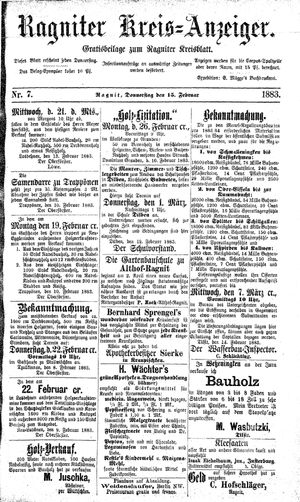 Ragniter Kreis-Anzeiger vom 15.02.1883