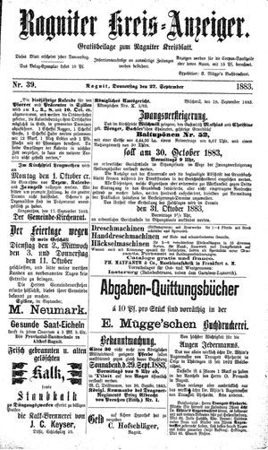 Ragniter Kreis-Anzeiger on Sep 27, 1883