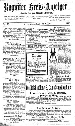 Ragniter Kreis-Anzeiger vom 13.12.1883