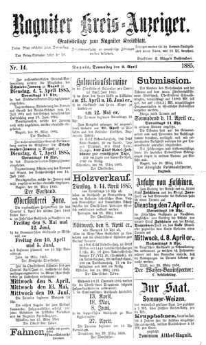 Ragniter Kreis-Anzeiger vom 02.04.1885