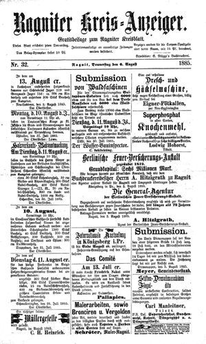 Ragniter Kreis-Anzeiger vom 06.08.1885