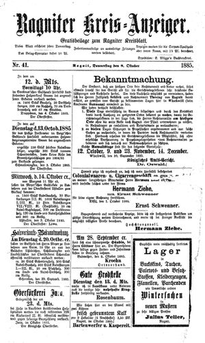 Ragniter Kreis-Anzeiger vom 08.10.1885