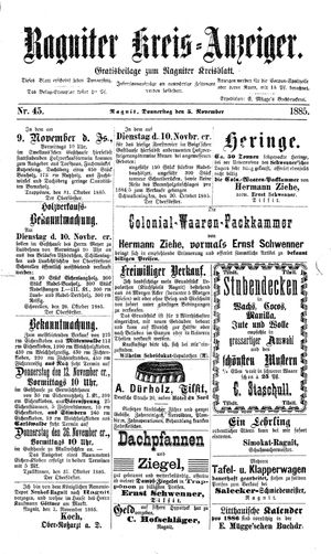 Ragniter Kreis-Anzeiger on Nov 5, 1885