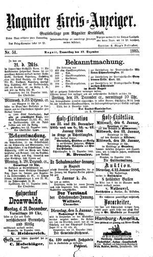 Ragniter Kreis-Anzeiger on Dec 17, 1885