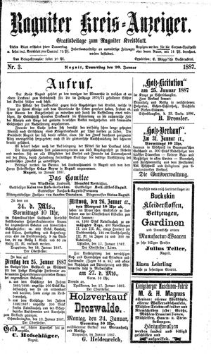 Ragniter Kreis-Anzeiger vom 20.01.1887