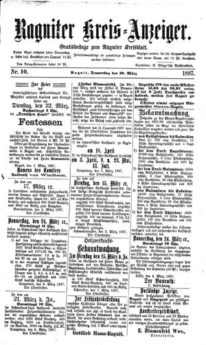 Ragniter Kreis-Anzeiger vom 10.03.1887