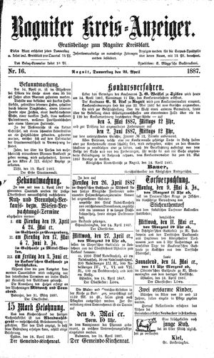 Ragniter Kreis-Anzeiger vom 21.04.1887