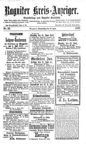 Ragniter Kreis-Anzeiger on Jun 9, 1887