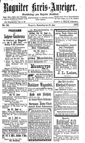 Ragniter Kreis-Anzeiger vom 16.06.1887