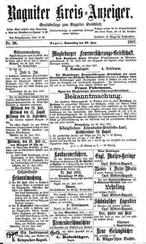Ragniter Kreis-Anzeiger on Jun 30, 1887