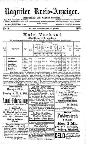 Ragniter Kreis-Anzeiger vom 23.02.1893