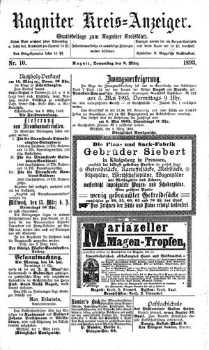 Ragniter Kreis-Anzeiger vom 09.03.1893