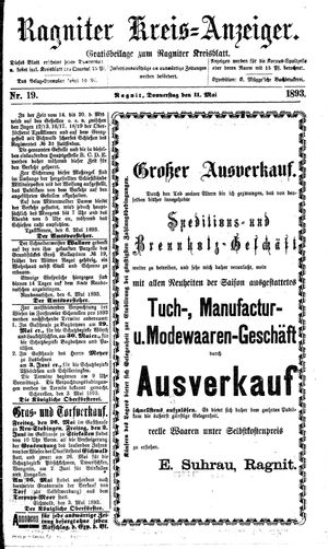 Ragniter Kreis-Anzeiger vom 11.05.1893